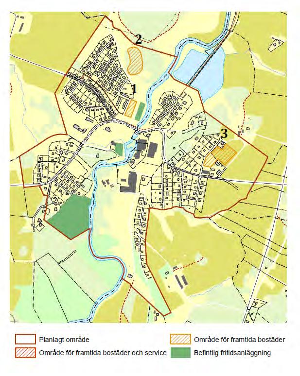 Ödeborg: Område 1 är beläget parallellt med Mjölnerudsvägen där en komplettering av flerfamiljshusen kan studeras, med 8-10 marklägenheter.