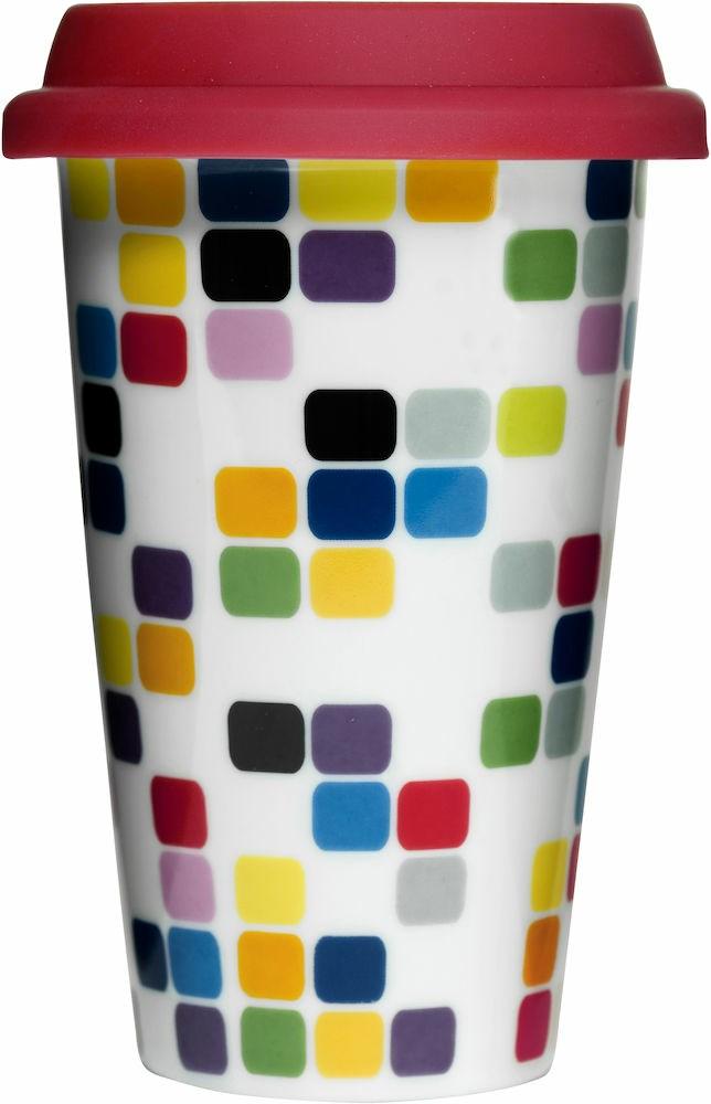 PIX TAKEAWAY-MUGG MED SILIKONLOCK 5015918 149,00 SEK Färgglad takeaway-mugg i porslin med silikonlock för kaffe eller te när du är på språng.