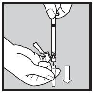 RÖR INTE området igen före injektionen. 4) Dosförberedelse Plocka upp sprutan med nålen pekandes uppåt.