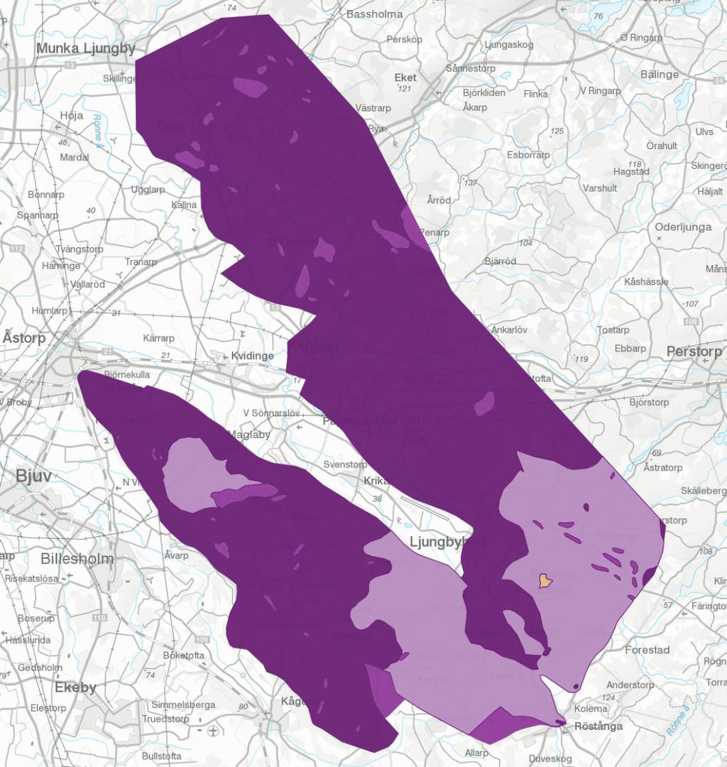 Bergkvalitetsklass 1, järnväg Bergkvalitetsklass 2, järnväg Bergkvalitetsklass 3, järnväg Bergkvalitetsklass 4, järnväg 0 5 km Figur 25.