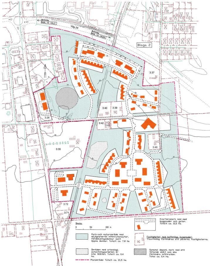 3.4. Planerad utbyggnad Inom planområdet planeras byggnation av lokalgata, villor, radhus, förskolan samt grönområde.