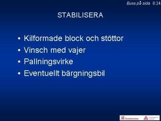 Avsikten är att bussen skall resa sig upp på kilblocken vid hjulen, för att bäst frigöra klämda personer.