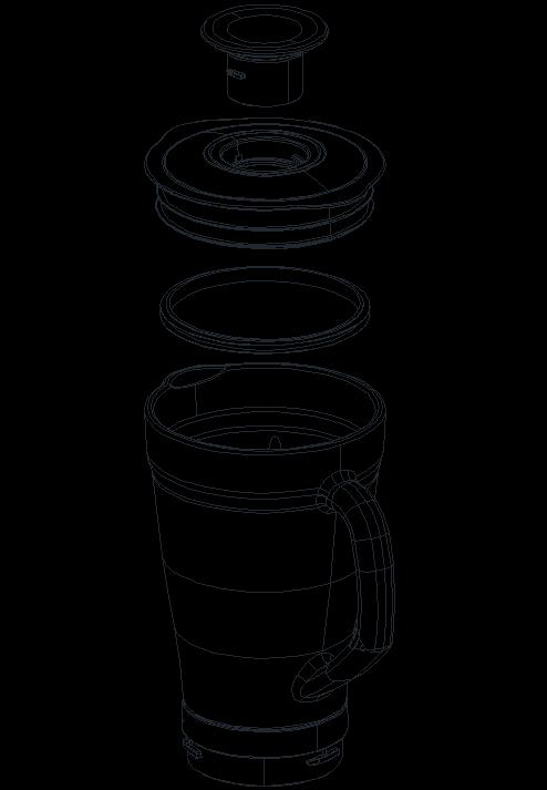 3. Så monterar du blenderbehållaren 1. Sätt det lilla mätglaset i behållarens lock. (Bild 1).