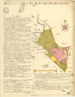 Berget vid Kyrkeby 9 Figur 5. 1724 års geometriska karta. ligger under Mellan- och Västergården. I 1781 års skifteshandlingar över inägor och äng finns den södra intagan upptagen som Klåckelyckan.