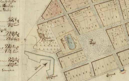 Fig 7. Del av geometrisk avmätning över Halmstad år 1695.