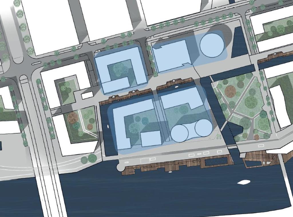 Figur 10. Utdrag från illustrationsplan för framtida markanvändning. Blåmarkering illustrerar vart bostäder planeras (Illustrationsplan Norrköpings kommun).