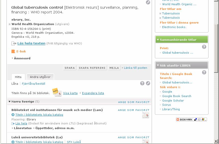 Allmänna riktlinjer för katalogisering av e-tidskrifter och e-böcker 4(5) C. E-boken/e-tidskriften är även tillgänglig som fri e-resurs Identiska e-isbn/e-issn resp.