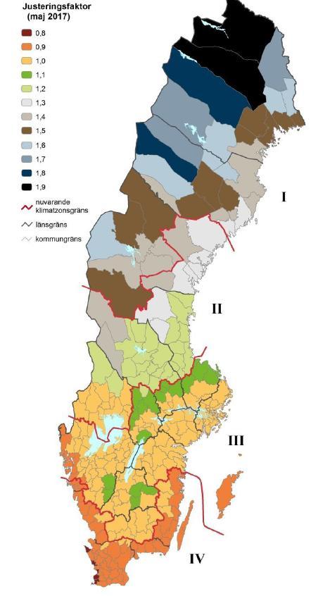 Geografiska justeringsfaktorer och primärenergifaktorer Varje kommun tilldelas en geografisk justeringsfaktor (F geo ) enligt Tabell 9:2c Olika energibärare har fått olika primärenergifaktorer enligt