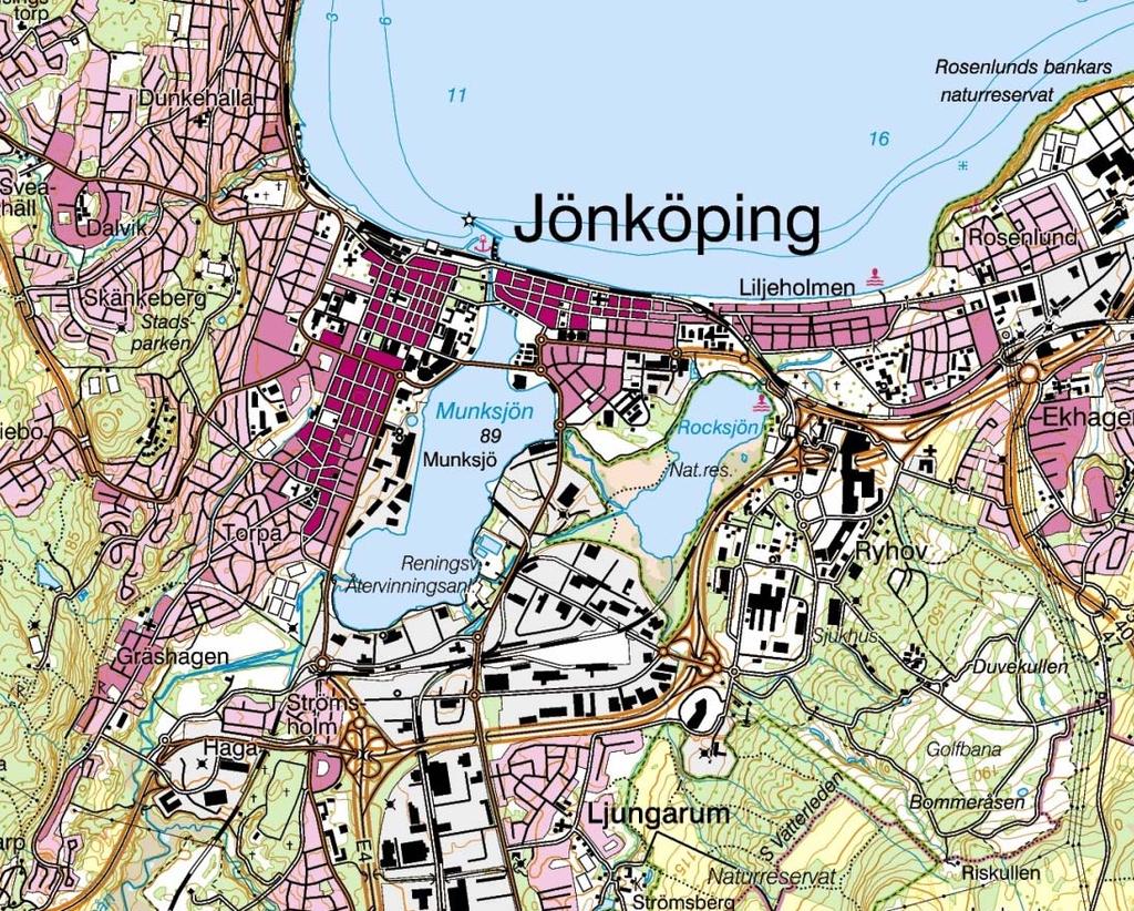 Figur 1. Vy över centrala Jönköping. Området som omfattas av tillståndsansökan markeras med en röd ring. 1.2 Ansökan avser 4(30) Denna miljökonsekvensbeskrivning utgör del av ansökan enligt 11 kap.