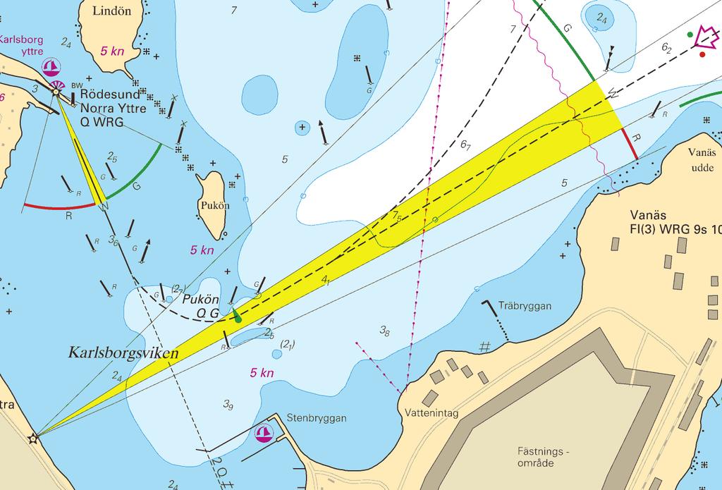 20 Sweden. Inshore waters. Lake Vättern. Karlsborg. Amendments to buoyage. Chart correction. Buoyage in the entrance to Karlsborg has been adjusted and shall be amended in charts as below.