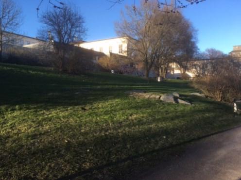 Sida 8 (14) T.v. Norra delen av parken som avslutas med en mur mot skolfastighe