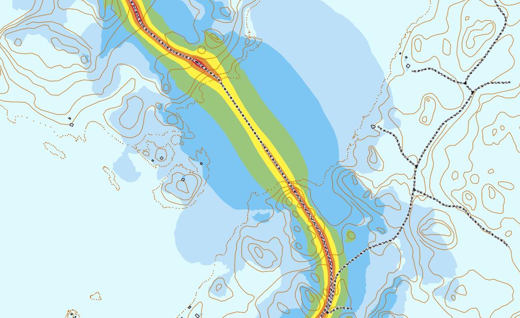 Bullret från trafiken på bron gör att vattenområdena får ökat buller vilket kan ge en viss försämring rekreationsvärdena i sundet, dvs. upplevelsen för dem som färdas till sjöss genom sundet.