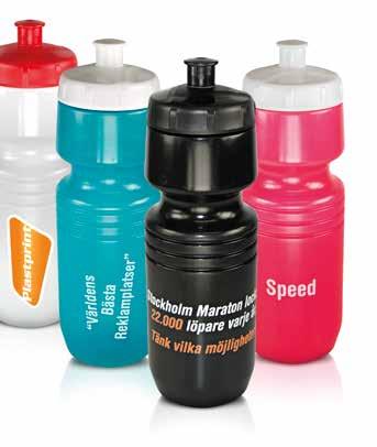 Aktiv 15 Speed Smidig sportflaska i flera fräscha färger. Tillverkad i lättviktig transparent (utom svart) mjukplast soft. Livsmedelsgodkänd och BPA-fri. 2-färgstryck.
