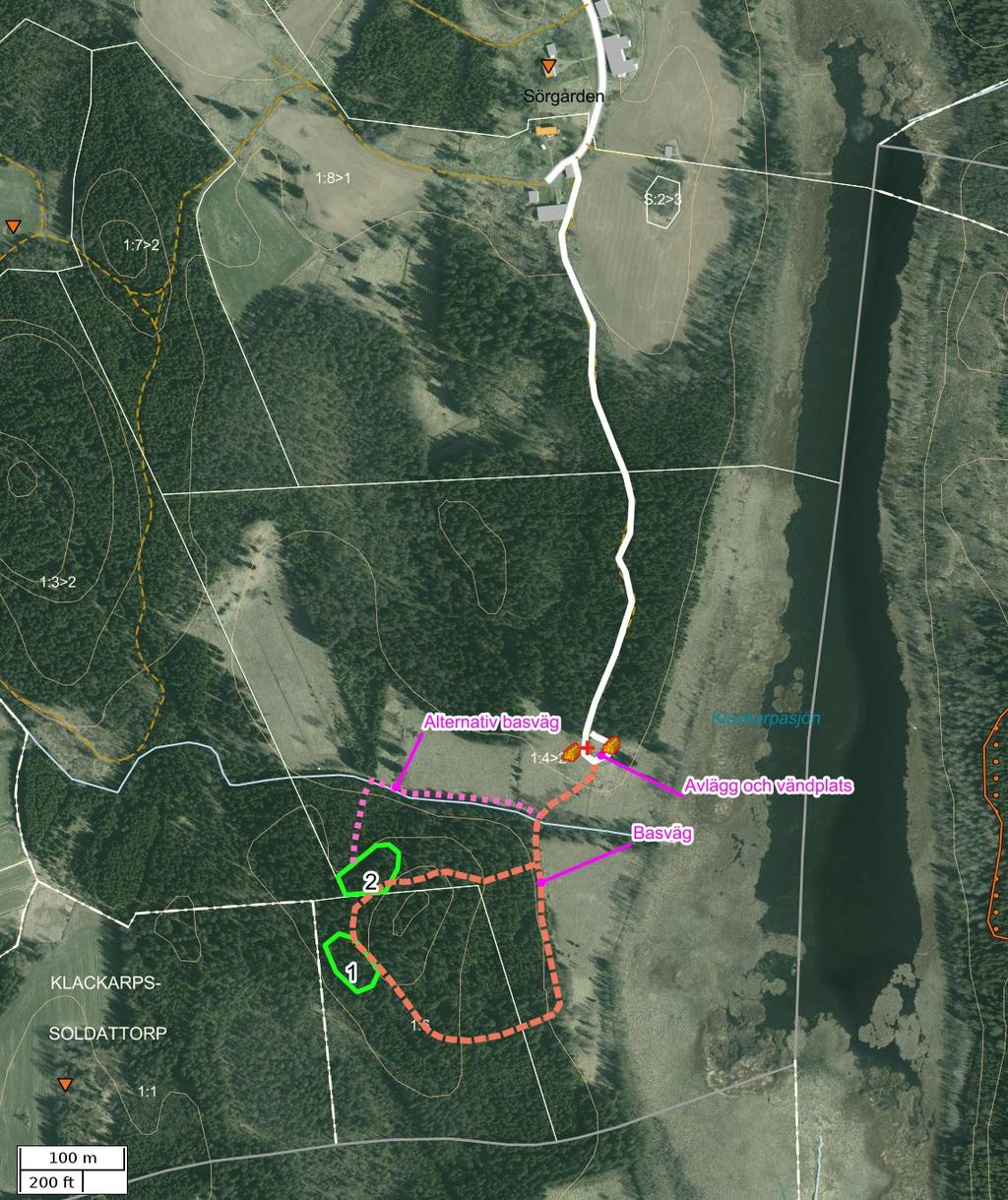 Traktdirektiv 2017-08-24 16:57 Klackarp 1:4 Post 1 Hushållningssällskapet Skog Detaljkarta Skala: ~1:5000