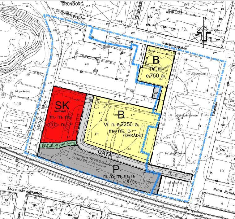 Delområde A Inom delområde A ligger i nuläget studentbostäder väster om Dalgatan och en parkeringsyta söder om Grönborgsgatan (se figur 2, 3).