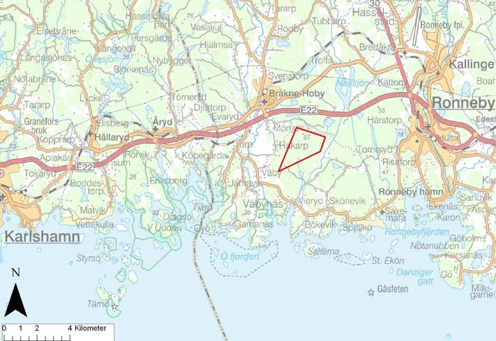 Bakgrund Under hösten 2008 fortsatte Eolus vind AB:s projektering för uppförande av vindkraftverk inom Hakarpsområdet, omkring 2 km SO om Bräkne-Hoby tätort (fig.1).