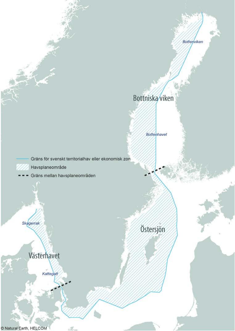 Figur 1. De tre havsplaneområdena. 2.