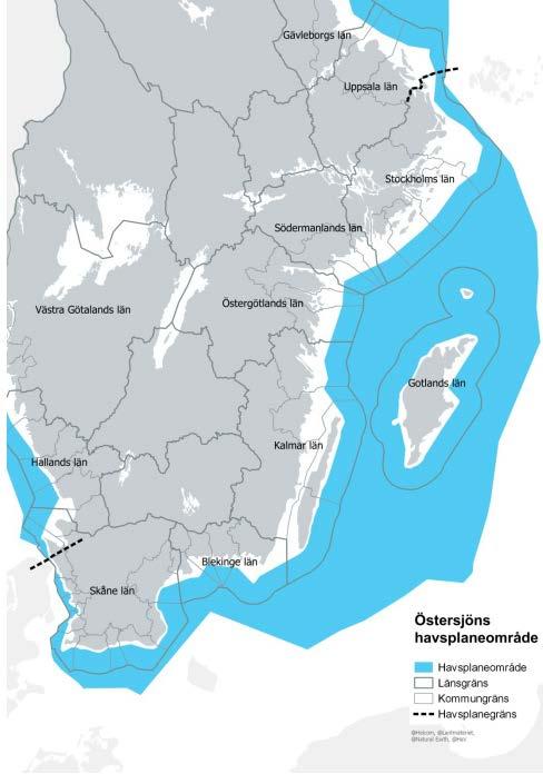 Figur 7. Östersjöns havsplaneområde med tillhörande län. 4.2.