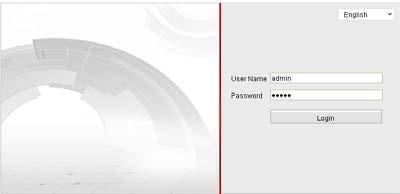 Obs! Domekamera för nätverk Snabbguide Enhetens IP-adress blockeras om admin-användaren anger fel lösenord sju gånger i rad (fem försök för användare/operatör). 4. Klicka på Login (logga in).