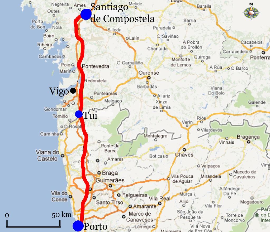 Den Portugisika vägen/camino Portugués, Tui Santiago de Compostela, 8 nätter 6(6) Den Portugisiska vägen/camino Portugués Den ursprungliga portugisiska vägen startar i vallfärdsorten Fátima utanför