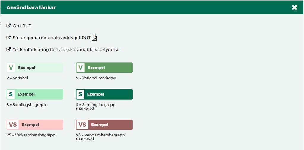 Längst till vänster i sidhuvudet finns en utfällbar meny, med länkar till bra information om registerforskning samt möjlighet att