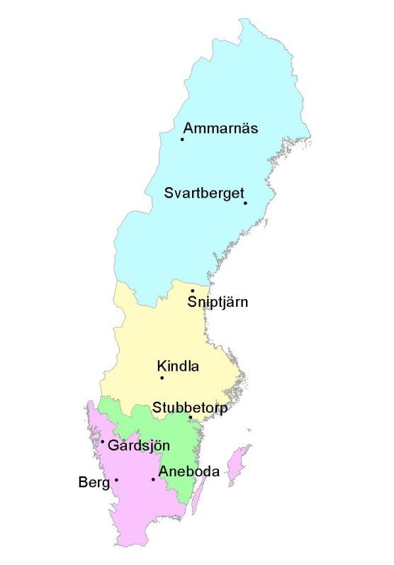 Table 3. The nine Prio 1 forest catchments which are modeled intensively in Cluster 2.