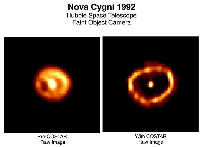 Observerade klassiska novor Nova Cygni (1992) (Första novan att ses med HST) 2 år senare Debris (3*10 4 Msol)
