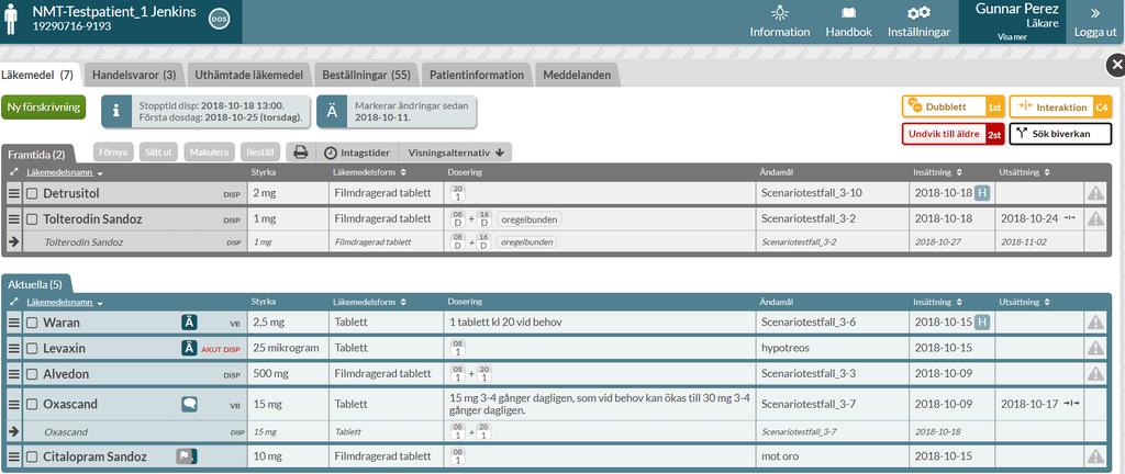 2.2.2 Listan Du ser information om varje rad i olika kolumner. De kolumnrubriker som har pilar på sig betyder att du kan sortera listan på den kolumnen genom att klicka på kolumnrubriken.