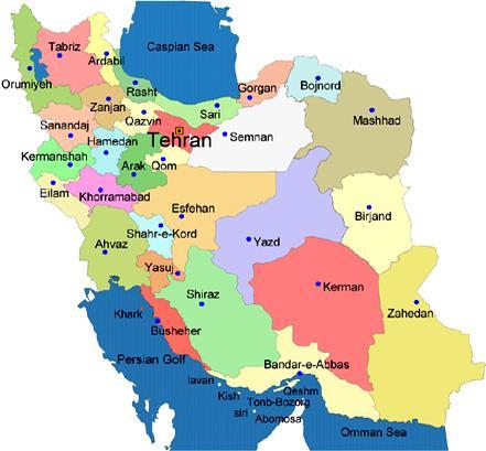 12.5 Irans provinser استانهای ایران. Källa: http://www.iranmap.biz/showpage.asp?theid=4 12.