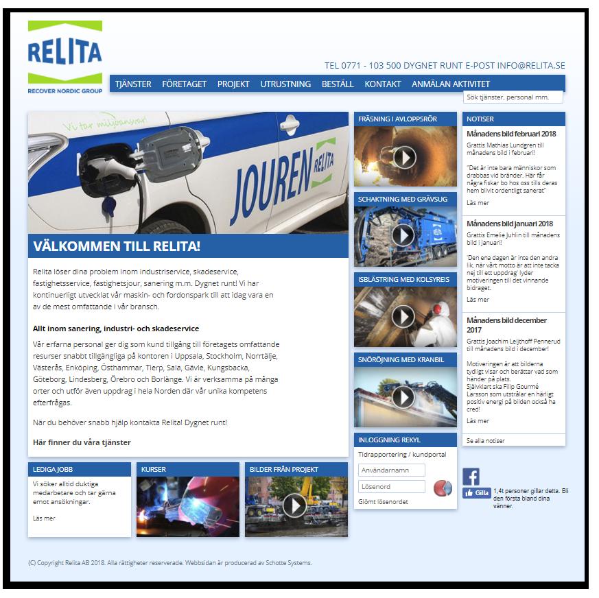 19 Webb Startsidan på Relitas webbplats. Exempel på undersida. Relitas webbplats www.relita.se är en av våra viktigaste informationskanaler.