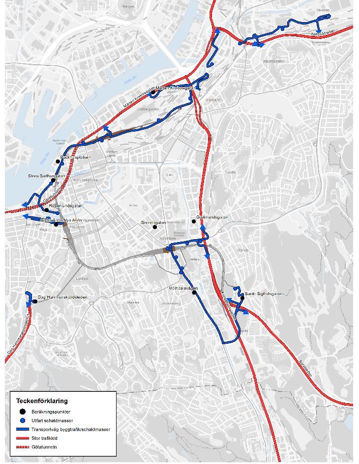 Transporter Utfört arbete i planskedet Transporter till och från byggnationen har utvärderats kontinuerligt under planprocessen Tänkbara utfarter från byggarbetsplatserna har redovisats i underlaget