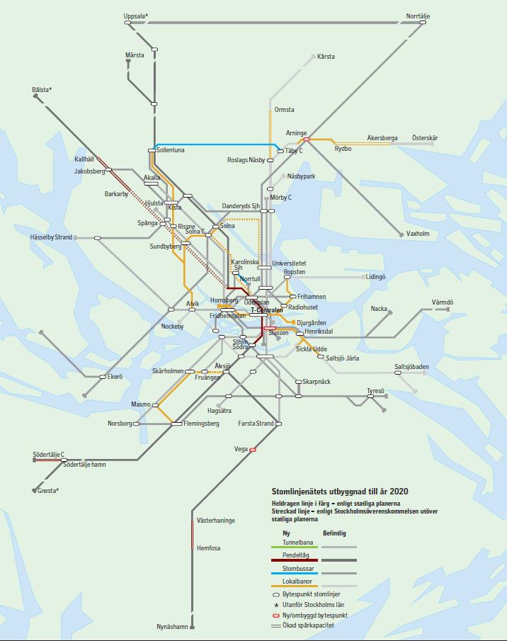 Förstudie tvärförbindelse Roslagsbanan - Arlanda Roslagsbanan Kapacitetsförstärkning 2017-09-05 Utbyggd tunnelbana Bytespunkt Arninge Mälarbanan fler spår Barkarby-Kallhäll Kapacitetsstark