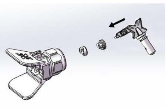 a) Use the nozzle to adjust the gasket and seal in the nozzle holder.