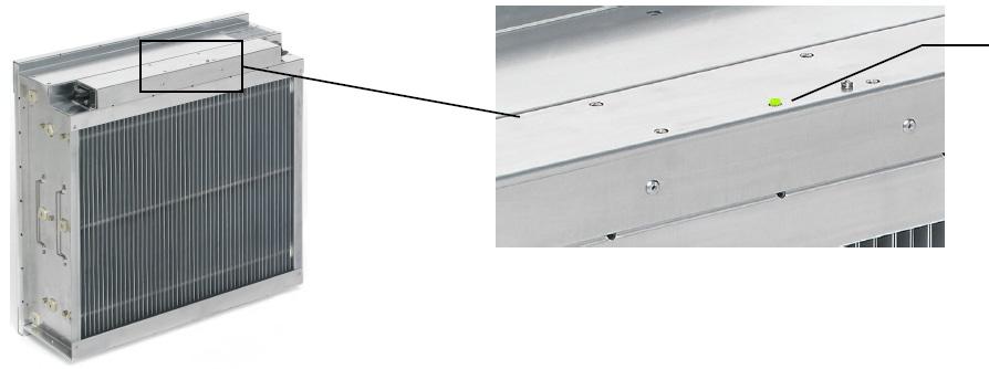 SIGNALER TILL DEN ELEKTRONISKA KRETSEN LED I det elektrostatiska filtret finns ett signalsystem med grön lysdiod som gör det möjligt att se korrekt funktionalitet direkt över filtret inne i