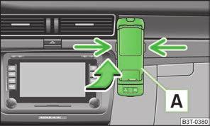 Om det för mobiltelefonen finns en passande adapter, skall mobiltelefonen endast anvndas i adaptern, vilken instts i telefonhållaren, för att hålla strålningen från mobiltelefonen i fordonet till ett