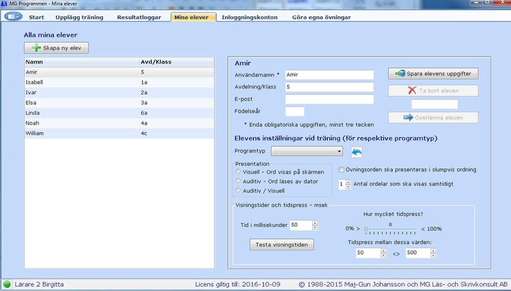 5 Hur läraren registrerar, avregistrerar och överlämnar sina elever Avsnittet beskriver hur läraren registrerar nya elever, tar bort befintliga och överlämnar en elev till annan lärare.