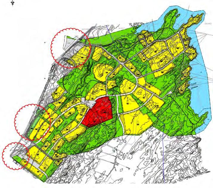 Tel vxl: 1-73 7 216761 217-9-2 24 / 68 Figur 8. Inledande dispositionsskiss över detaljplanområdet. Originalbild hämtad från samrådshandling (plankarta), upprättad i juni 217 av Vänersborgs kommun.