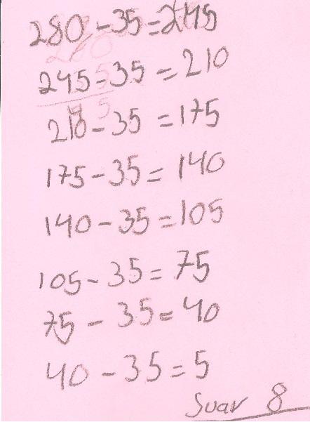 Addition och multiplikation var de två räknesätt som användes mest frekvent vid denna uppgift. En elev hade använt sig av båda dessa räknesätt (figur 5.9).