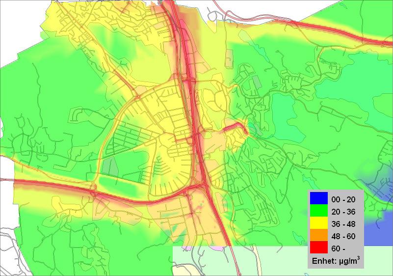 Beräkningar utförs med treårsintervall för respektive parameter och i år är det dags för beräkning av kvävedioxid i regionens tätorter.