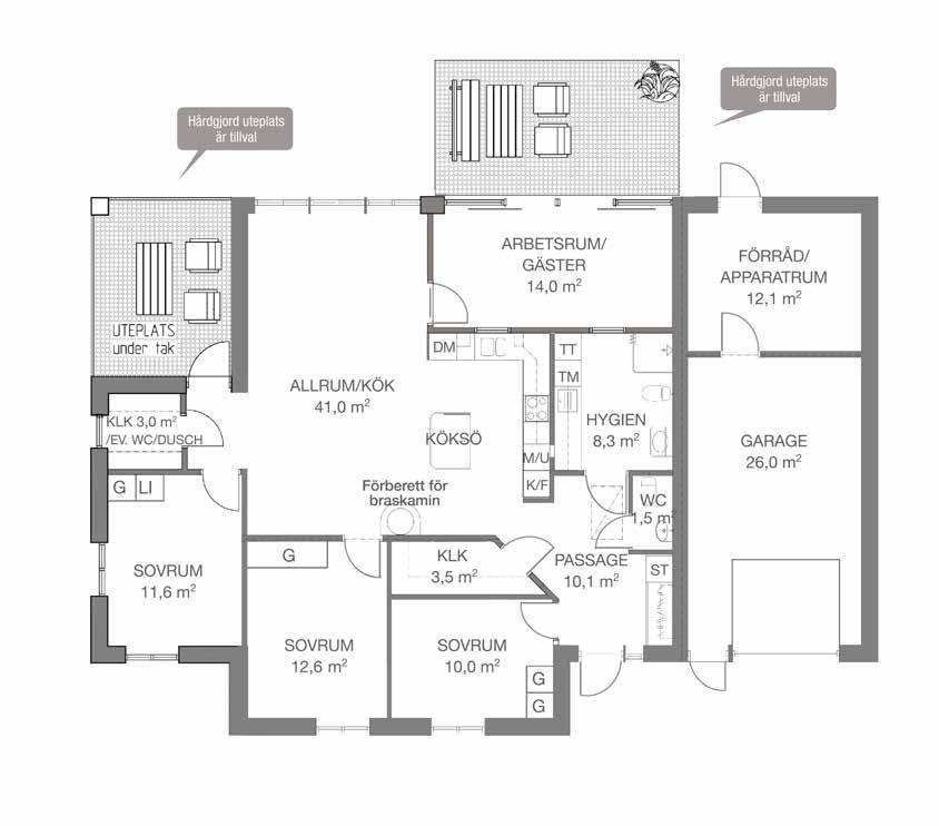 Om familjen växer i framtiden och ni behöver större boende kan man enkelt bygga ut en Solvilla 123 till en Solvilla modell 135 och få ett extra sovrum, utan att behöva flytta.