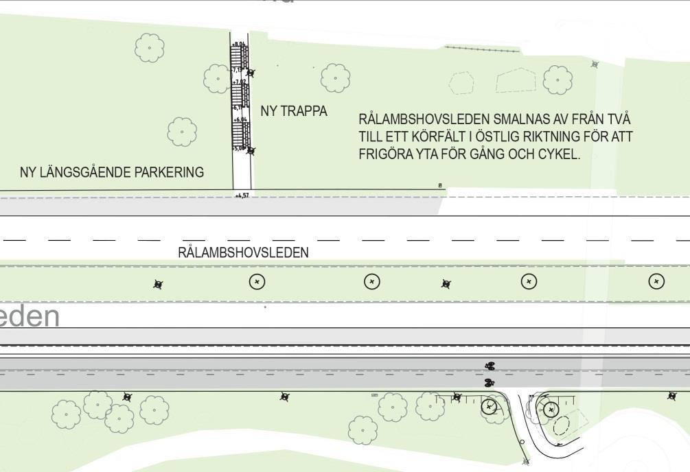 Sida 10 (12) Figur 9. En del av Rålambshovsleden med en ny parkering, en ny trappa och en ny gånganslutning till parken Figur 10.