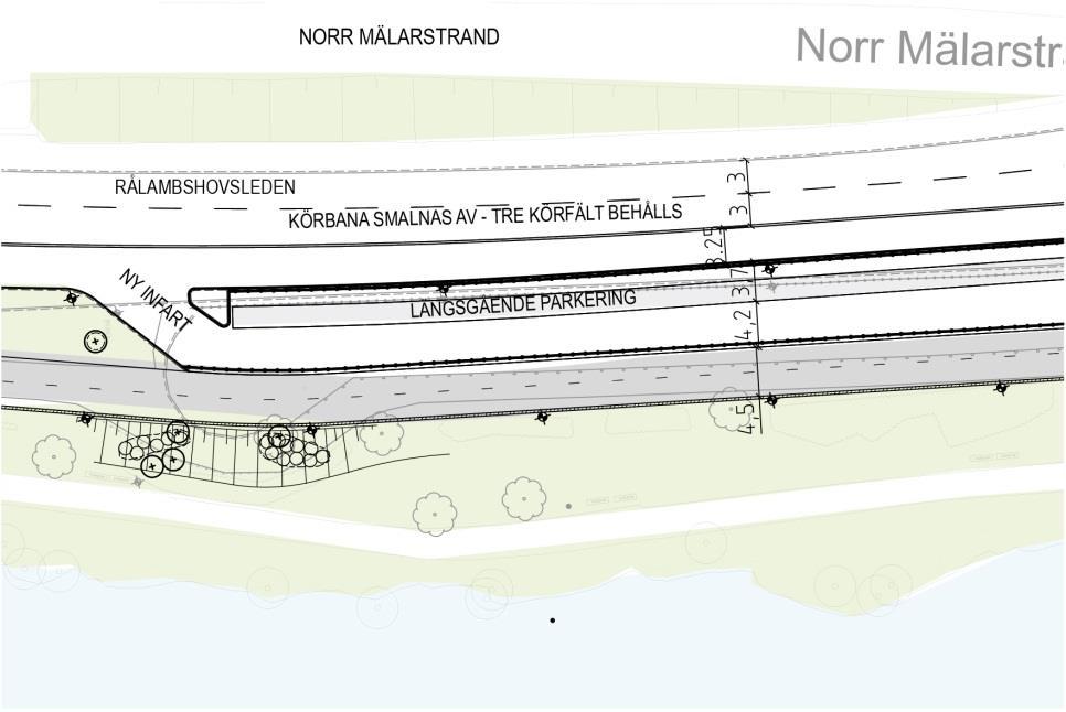 Sida 8 (12) Befintlig cykelbana ligger på vissa sträckor lägre i nivå än parken.