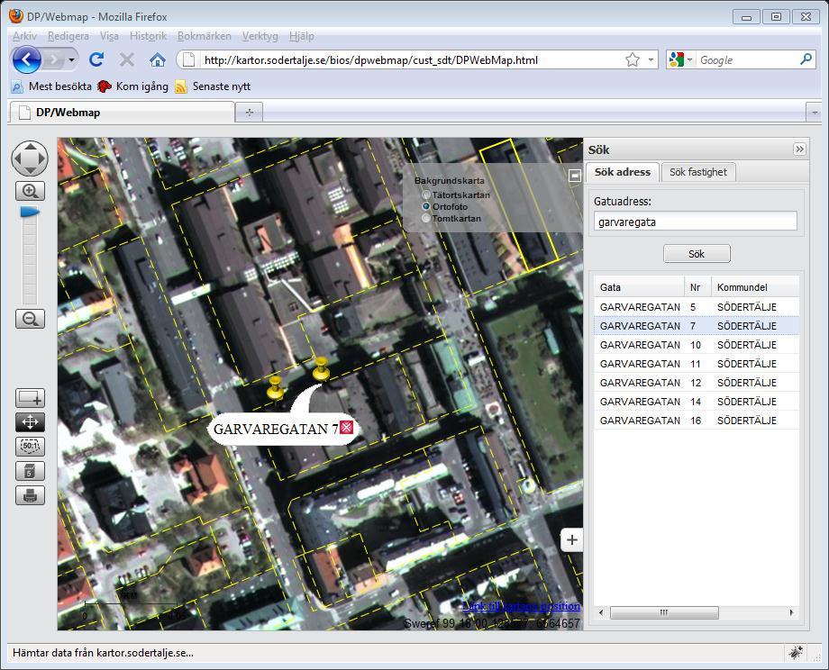 Exempel Södertälje: DP/WebMap Egen