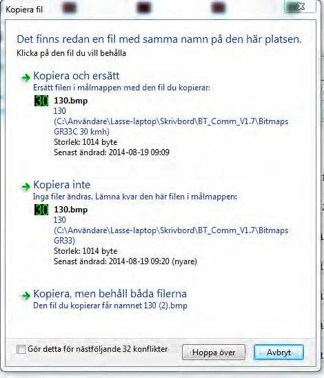 Gul mellan 31-35 km/h. Röd från 36km/h och uppåt. För Hastighetsdisplay GR33 CL skall endast mappar som heter Bitmaps GR33C... användas.