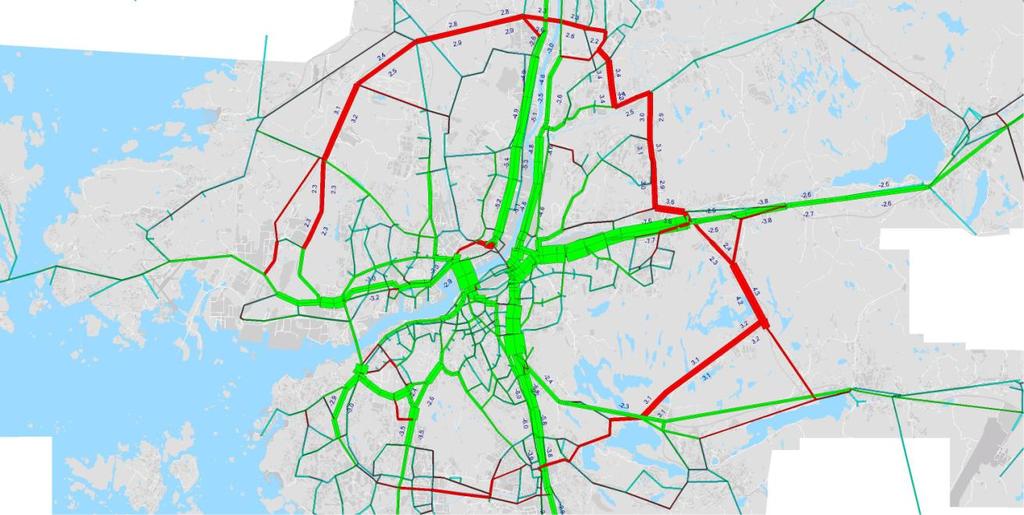 25 000 per vardagsdygn. Av dessa överförs drygt hälften till kollektivt resande och gång-/cykel.