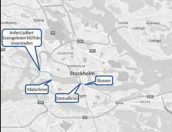 Förändringar av trängselskattesystemet Trängselskatt även på innerstadsbroarna innebär att införa trängselskatt även på broarna vid Slussen, Centralbron, Västerbron och på avfarten/påfarten för