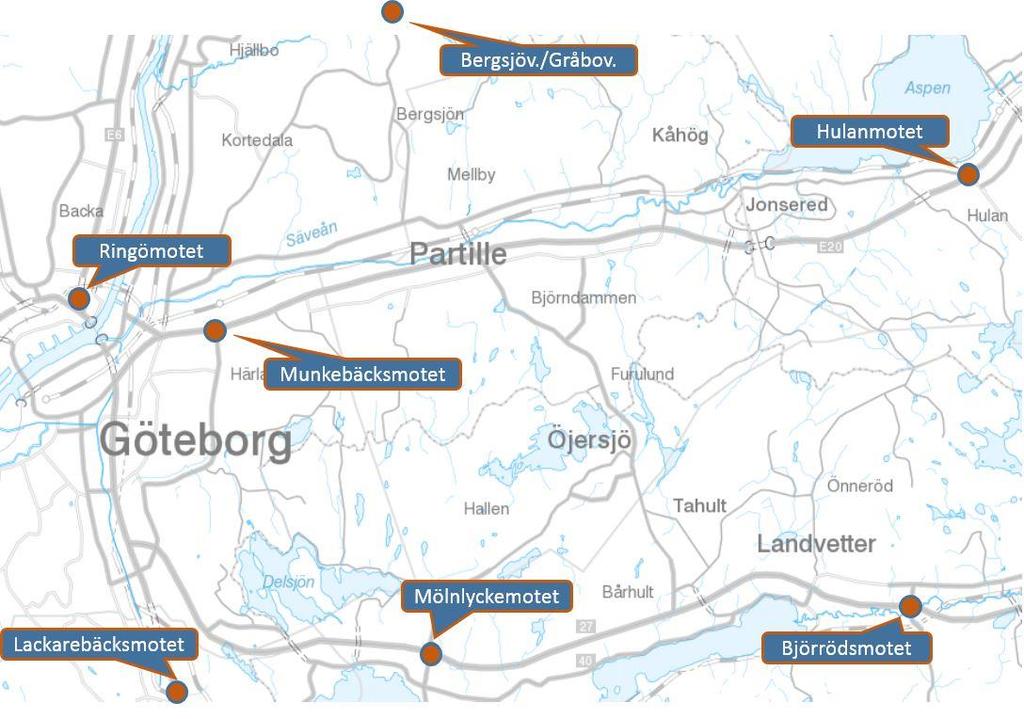 Bilaga 1: Restidsmatriser Vid granskning av nedanstående restider är det viktigt att beakta att restiderna är framtagna av en modell och endast är en indikation på restidsförändringen.