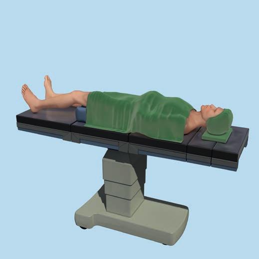 Förberedelse 1 Patientpositionering Placera patienten i ryggläge med en rulle under den drabbade höften för att placera foten i neutral position (så att tårna pekar rakt upp i viloläge).