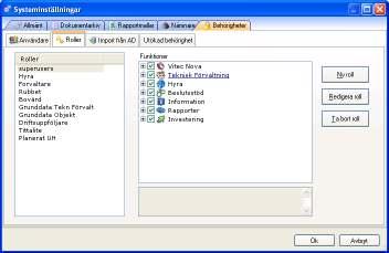 Roller Bild 39 - Systeminställningar Behörighet/Roller Den andra fliken