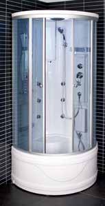 Duschkabin 6007/6026 är försedd med badkar, massagehanddusch, fotmassage, kroppsduschar, takdusch, MORA termostat, radio, LED-display med